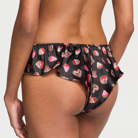 Victoria's Secret Very Sexy Satin Flutter Cheeky Panty Black Chocolates S NEW - Picture 3 of 3